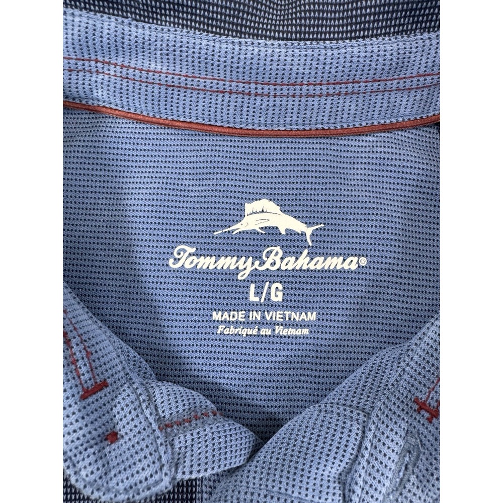 Tommy Bahama Palmetto Paradise Mens Polo Large Modal Tencel Blend Textured Blue - Picture 4 of 7